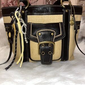 Stylish Coach Y2K Black and Tan Women's Bag
